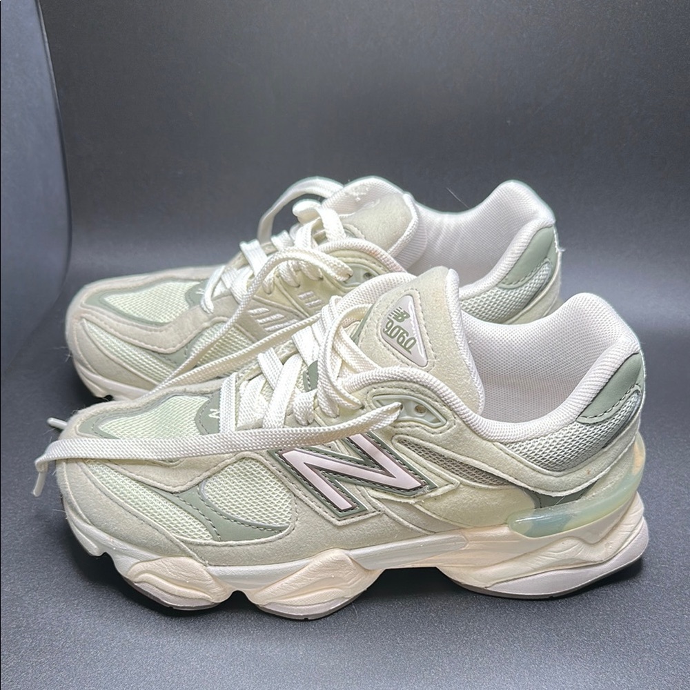 New Balance 9060 Sneakers in Light Green and Cream